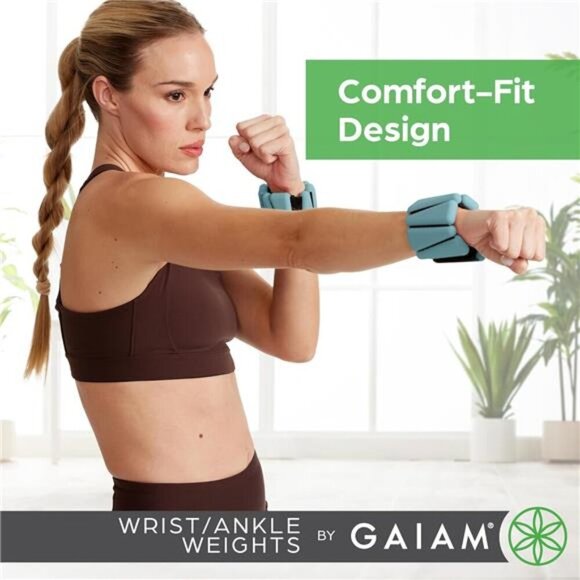 Gaiam Wrist Ankle Weights Set 2 Arm Leg Adjustable Workout Resistance Bands - Picture 5 of 7